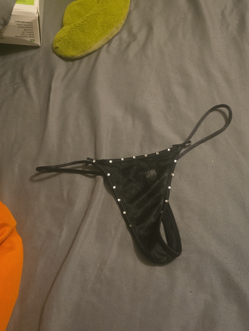 Victoria's Secret Black Mesh Rhinestone Thong